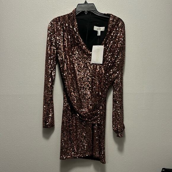 Badgley Mischka Dresses & Skirts - Badgley Mischka Sequin Mini Dress in Bronze
